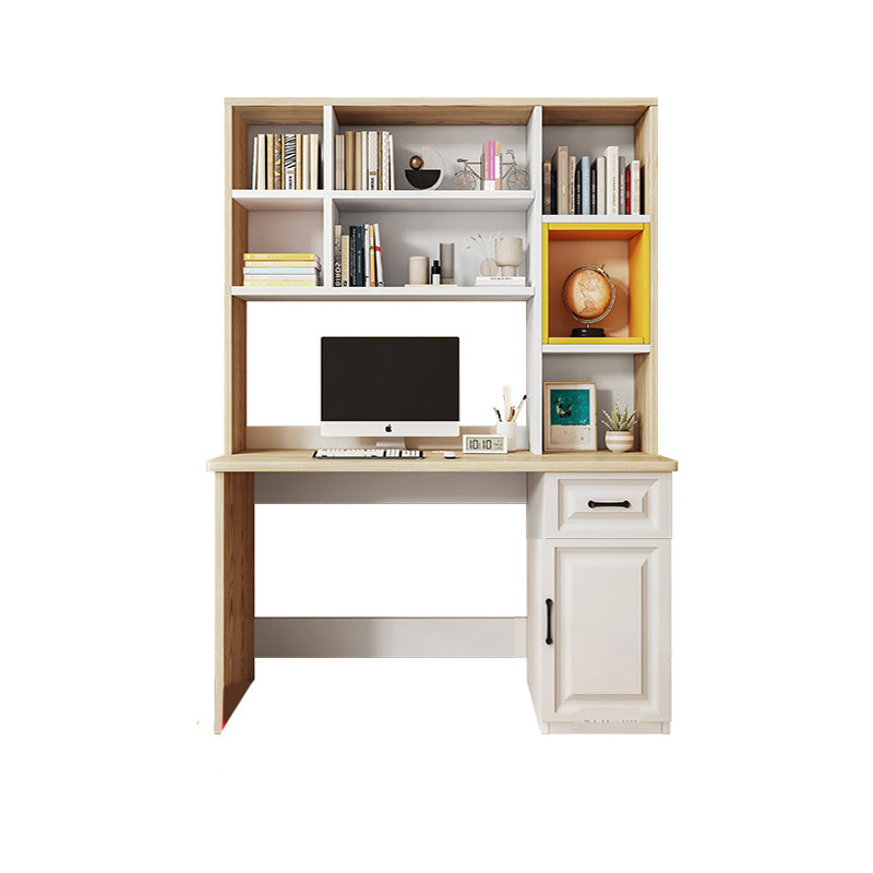 Solid Wood Children's Desk Writing Desk with Storage Shelves