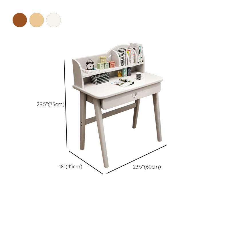 Solid Wood Student Desk Home Writing Desk with Storage Shelves