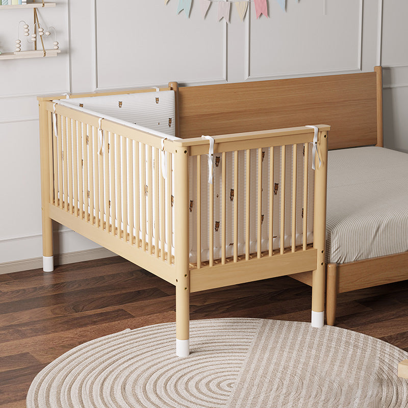 Glam Nursery Bed Beech Washed Natural with Guardrail Nursery Crib