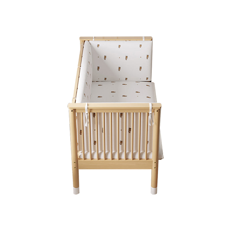 Glam Nursery Bed Beech Washed Natural with Guardrail Nursery Crib