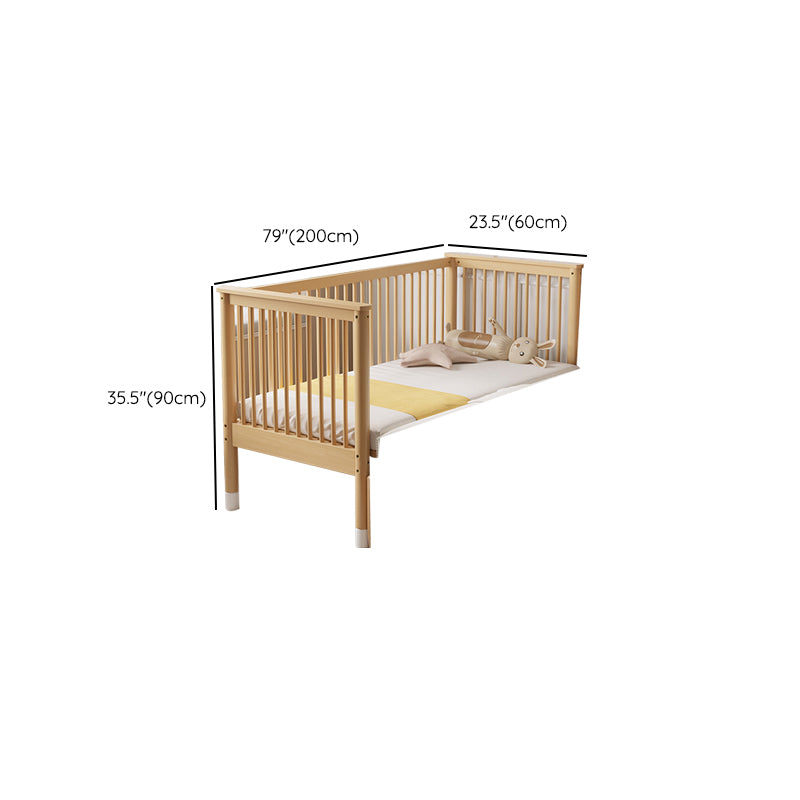 Glam Nursery Bed Beech Washed Natural with Guardrail Nursery Crib