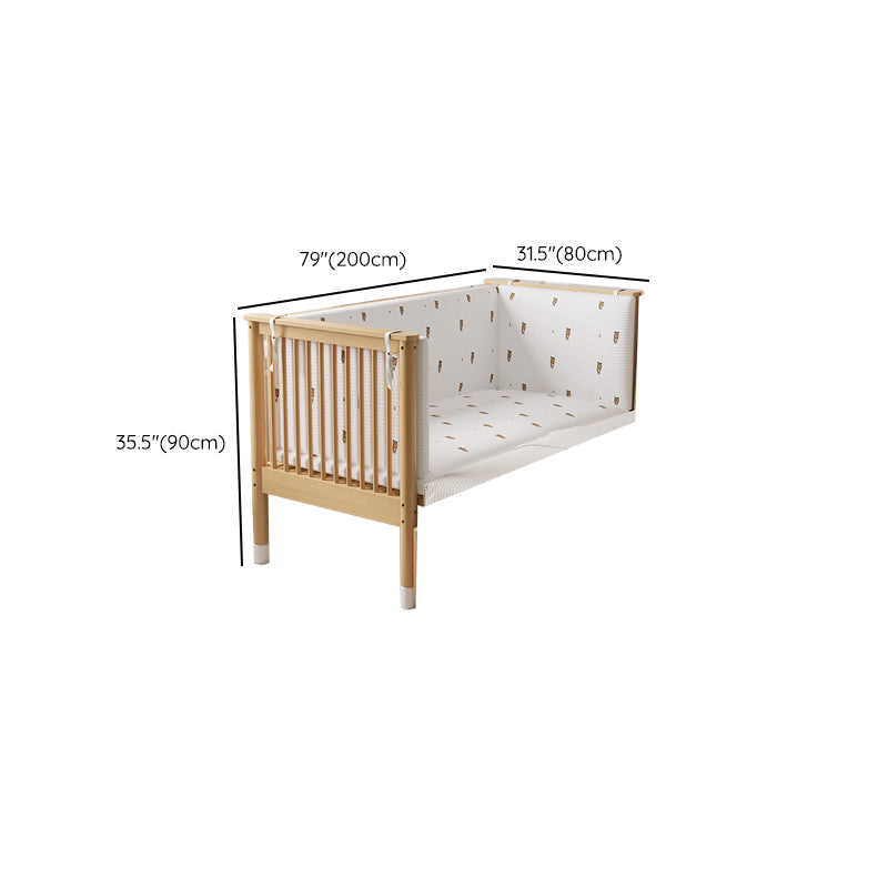 Glam Nursery Bed Beech Washed Natural with Guardrail Nursery Crib