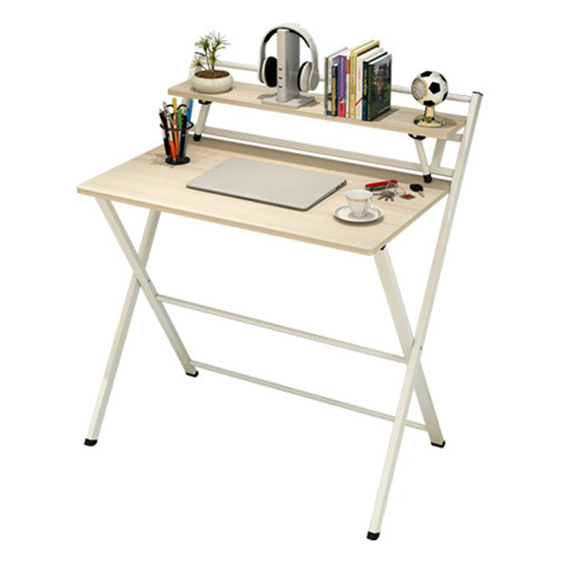 Light Wood Drawing Desk Solid Wood Writing Desk with Bookshelf