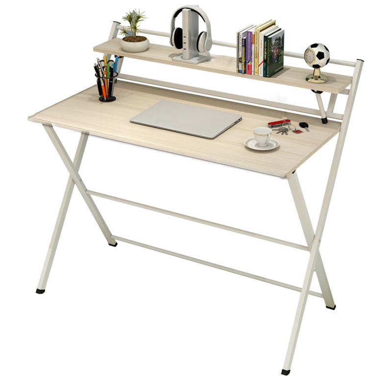 Light Wood Drawing Desk Solid Wood Writing Desk with Bookshelf