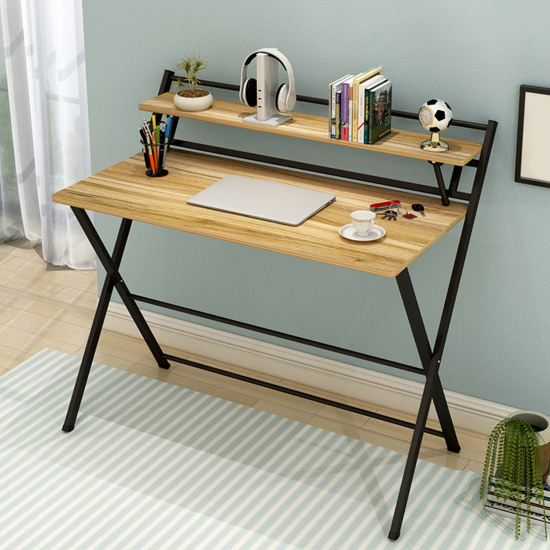 Light Wood Drawing Desk Solid Wood Writing Desk with Bookshelf