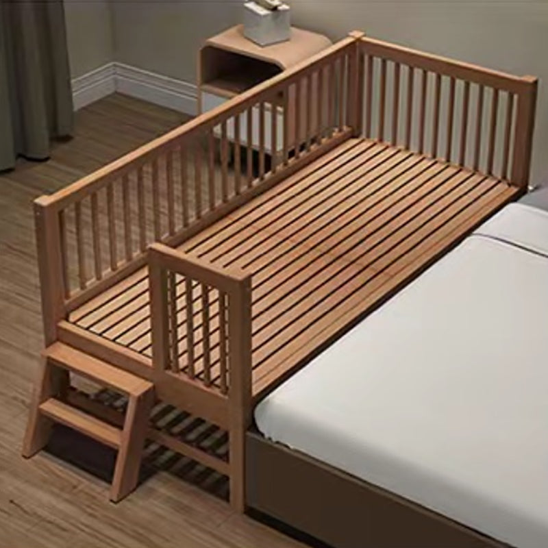 Modern Baby Crib Washed Natural Beech with Guardrail Nursery Bed