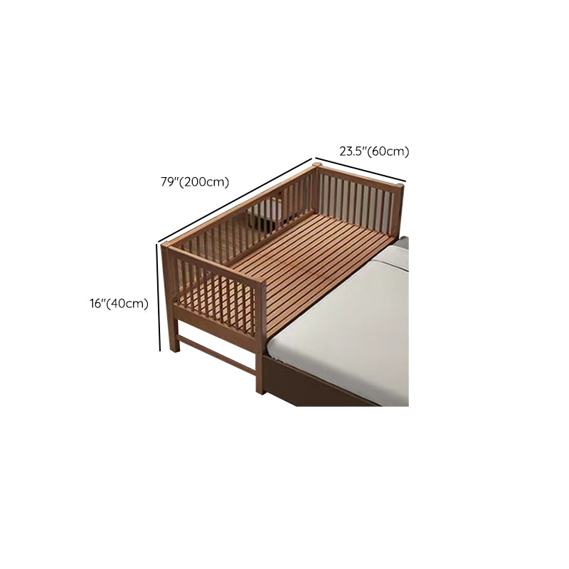 Modern Baby Crib Washed Natural Beech with Guardrail Nursery Bed