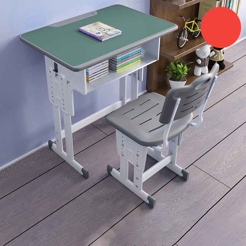 Adjustable Kids Desk Solid Wood Desk and Chair Set with Bookshelf