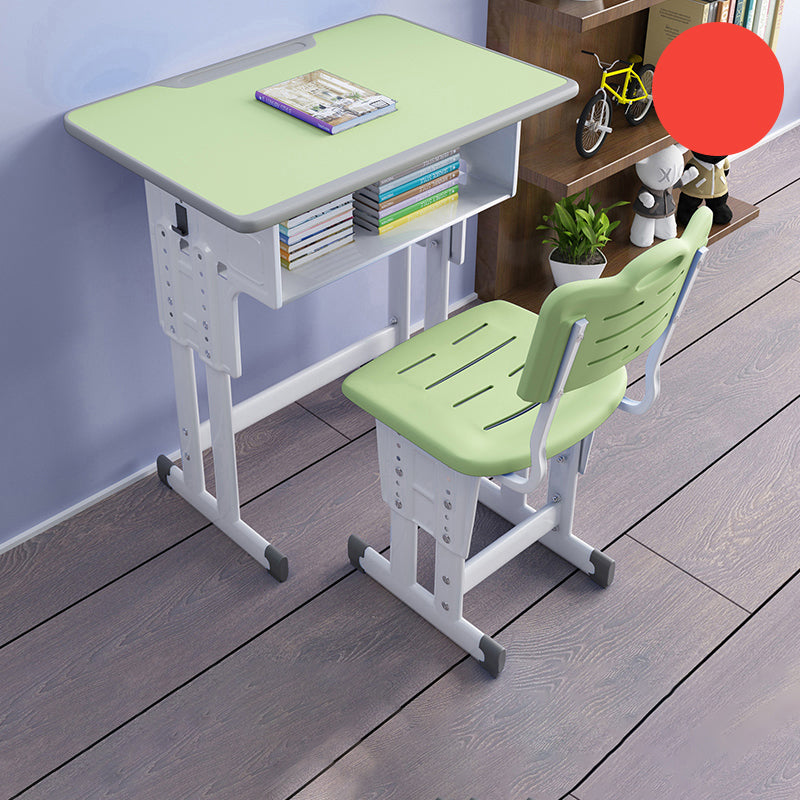 Adjustable Kids Desk Solid Wood Desk and Chair Set with Bookshelf