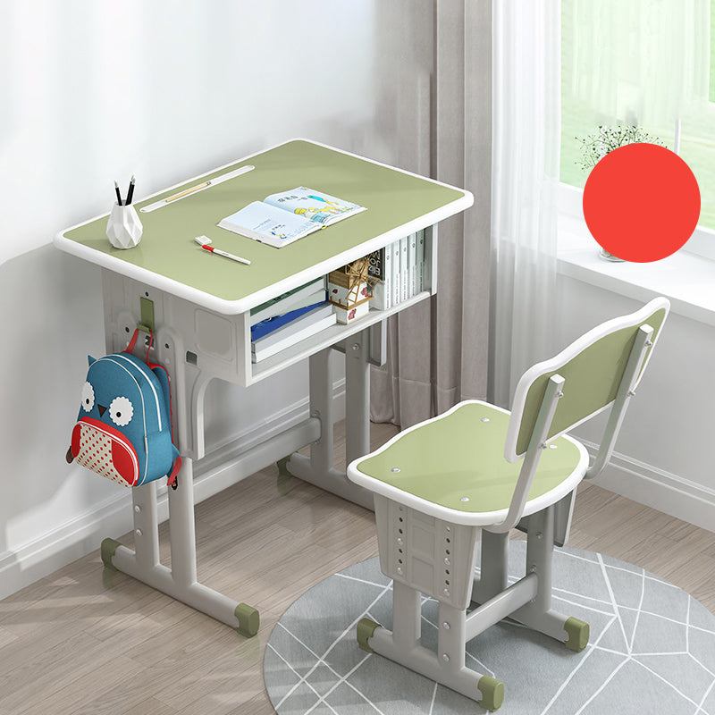 Adjustable Kids Desk Solid Wood Desk and Chair Set with Bookshelf