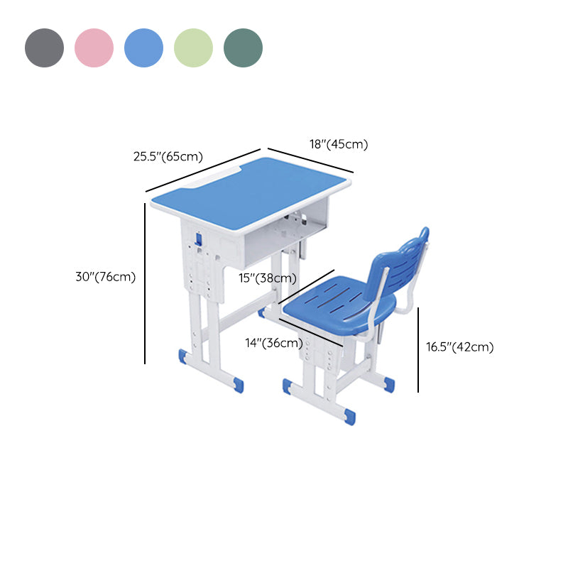 Adjustable Child Desk Solid Wood Desk and Chair Set with Bookshelf