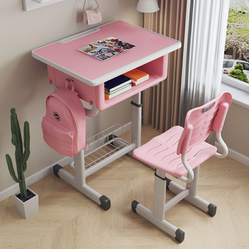 Children's Desk Adjustable Study Desk with Storage Shelf and Chair