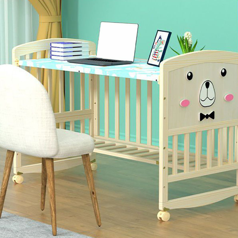 Scandinavian Solid Wood Baby Crib Convertible Nursery Bed with Guardrail