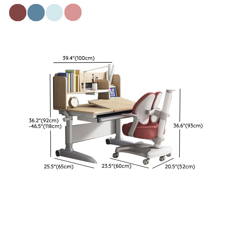 Adjustable Writing Desk Home Table and Chair Set with Storage Shelves