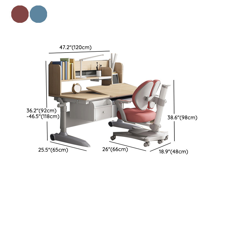 Adjustable Writing Desk Home Table and Chair Set with Storage Shelves