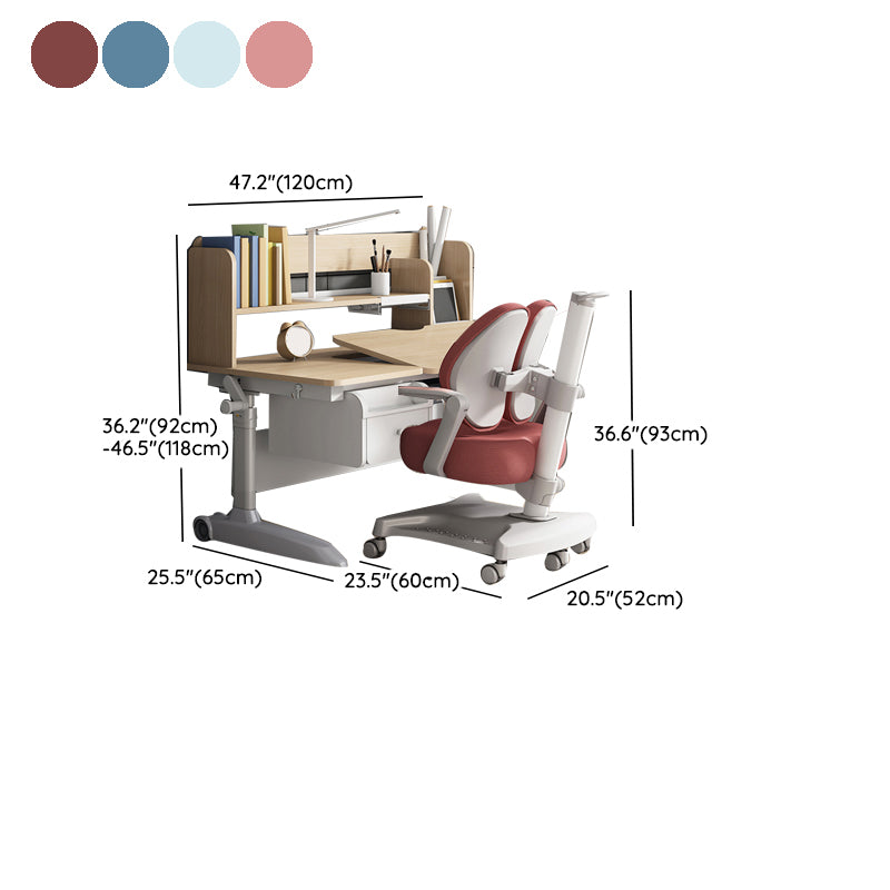 Adjustable Writing Desk Home Table and Chair Set with Storage Shelves