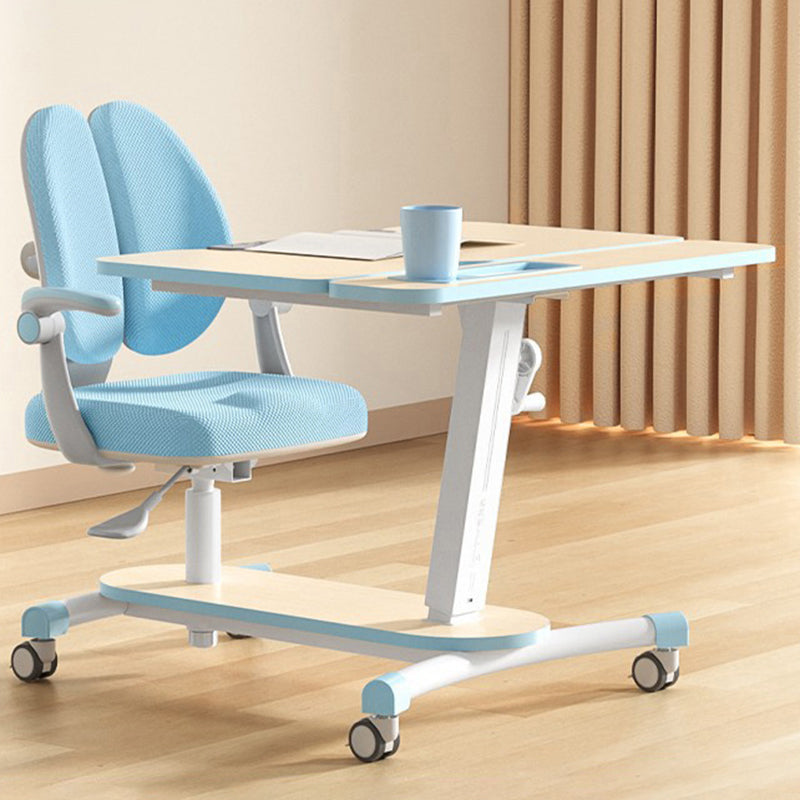 Solid Wood Study Desk Ergonomic Home Desk and Chair with Casters