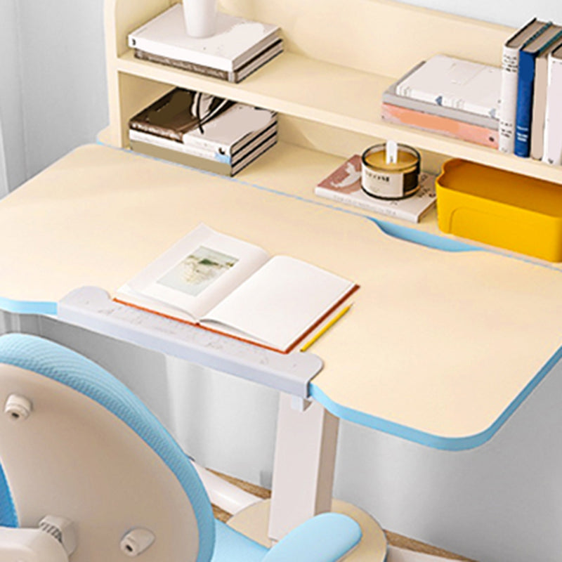 Solid Wood Study Desk Ergonomic Home Desk and Chair with Casters