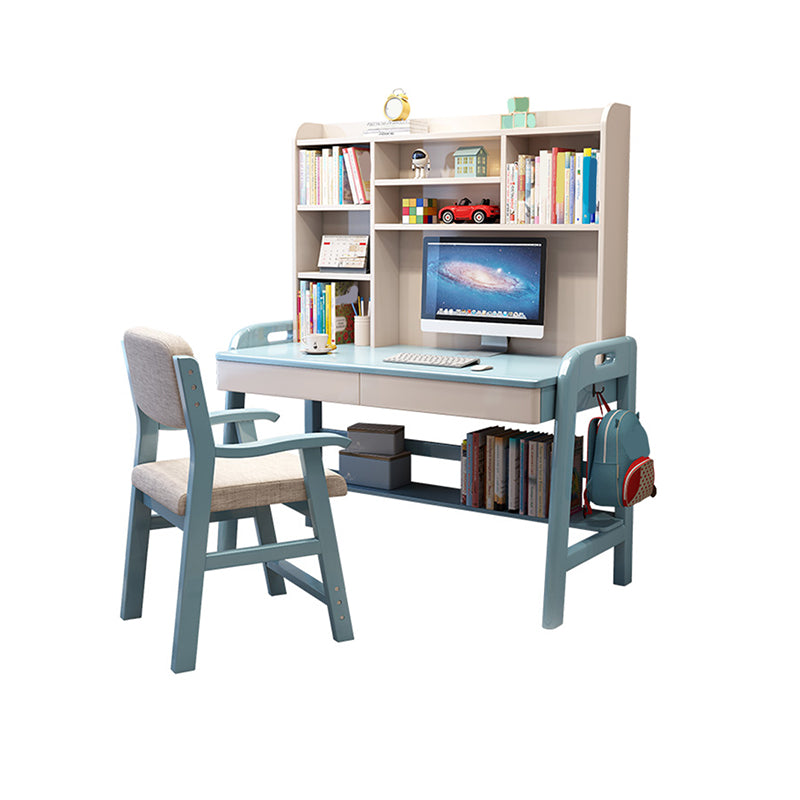 Solid Wood Study Desk Home Table and Chair Set with Storage Drawer