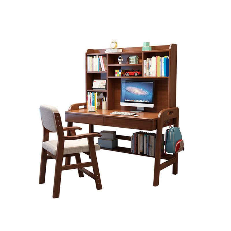 Solid Wood Study Desk Home Table and Chair Set with Storage Drawer