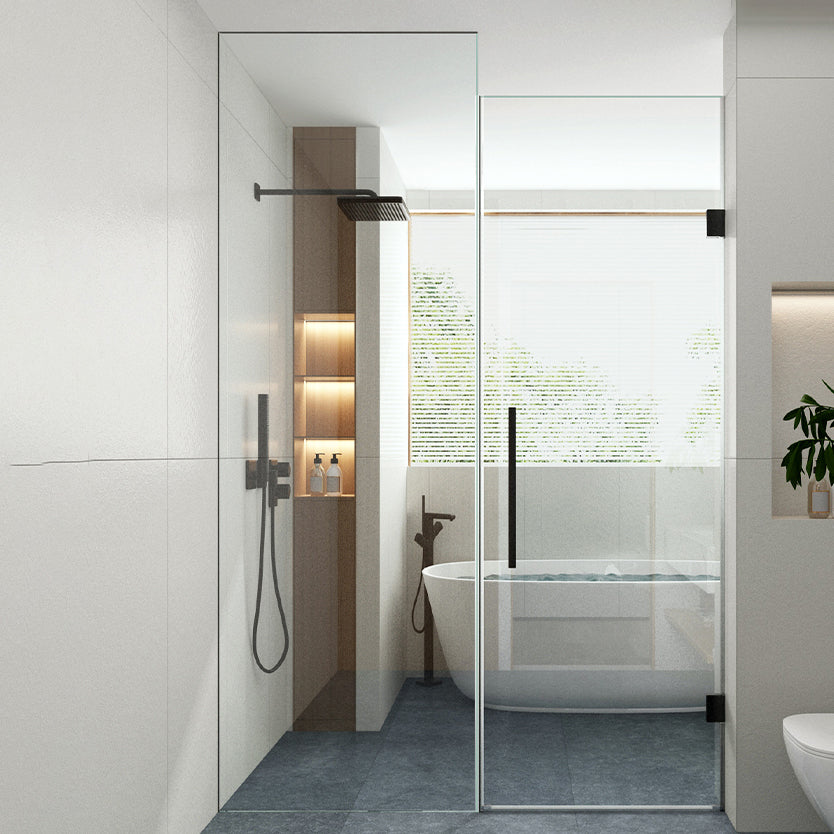 One-shaped Simple Frameless Flat-opening Tempered Glass Shower Door