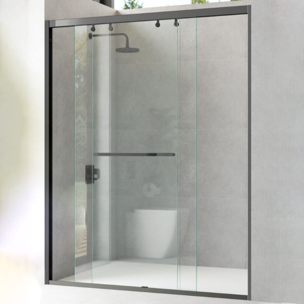 One-shaped Semi-frameless Double Sliding Shower Door, Bathroom Tempered Glass Door