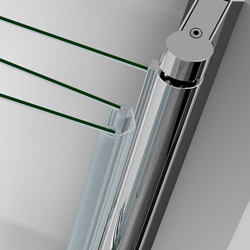 Silver Tempered Glass Folding Hinge Frameless Shower Bath Door