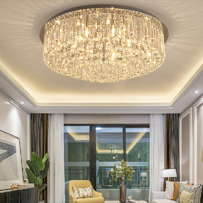 Minimalist Ceiling Lamp Contemporary Flush Mount Light Fixture with Crystal Shade