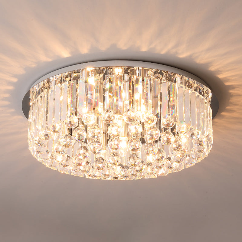 Minimalist Ceiling Lamp Contemporary Flush Mount Light Fixture with Crystal Shade