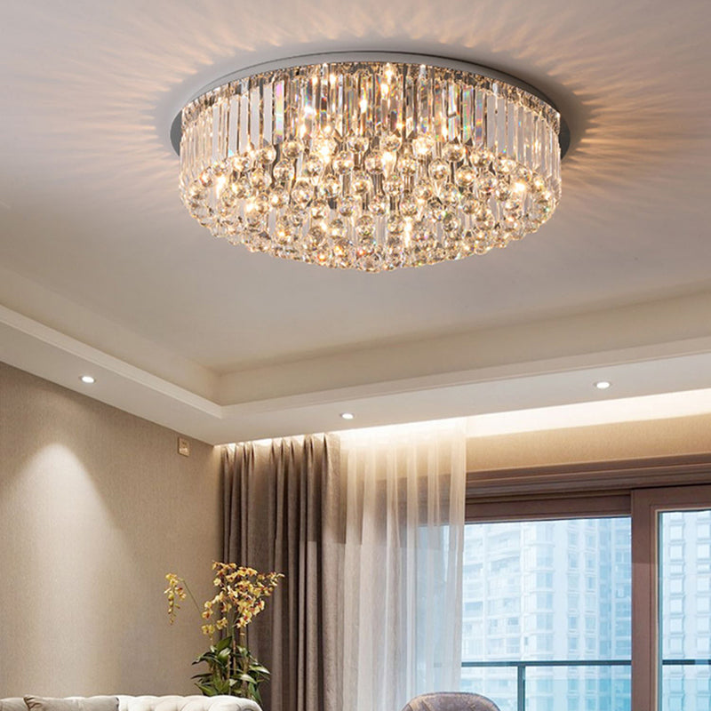 Minimalist Ceiling Lamp Contemporary Flush Mount Light Fixture with Crystal Shade