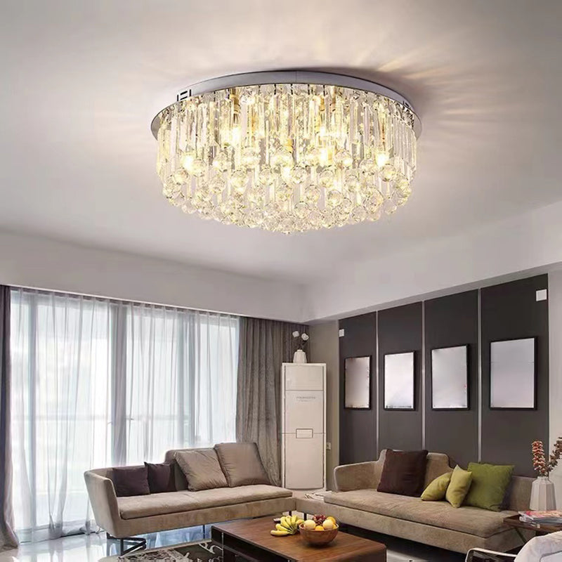 Minimalist Ceiling Lamp Contemporary Flush Mount Light Fixture with Crystal Shade