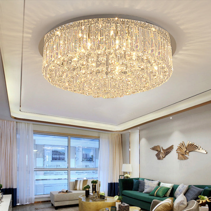 Minimalist Ceiling Lamp Contemporary Flush Mount Light Fixture with Crystal Shade