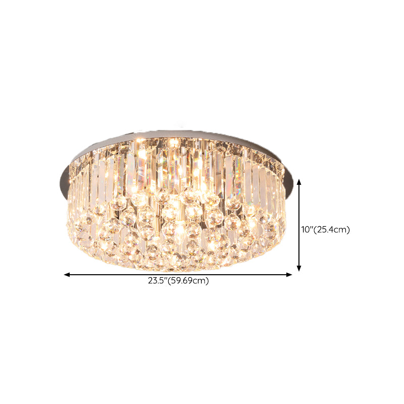 Minimalist Ceiling Lamp Contemporary Flush Mount Light Fixture with Crystal Shade