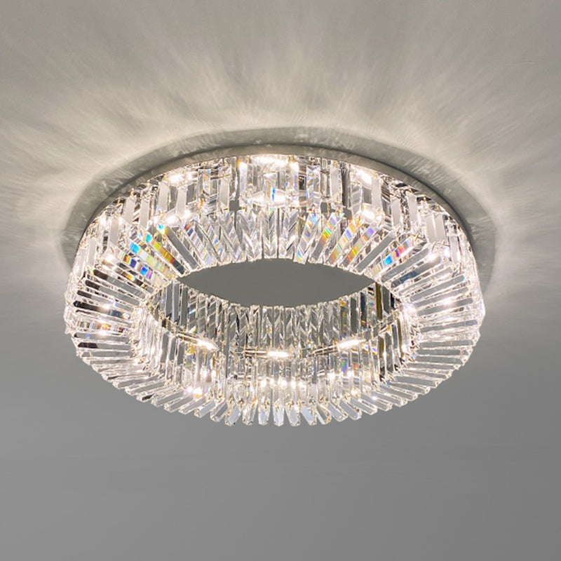 Household Ceiling Lamp Minimalist Flush Mount Light Fixture with Crystal Shade for Bedroom