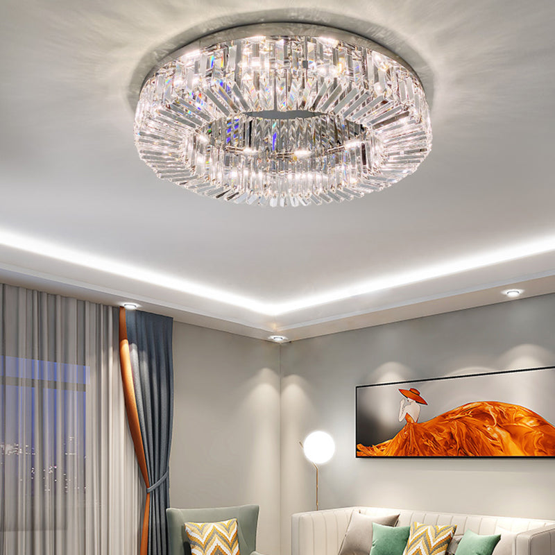 Household Ceiling Lamp Minimalist Flush Mount Light Fixture with Crystal Shade for Bedroom