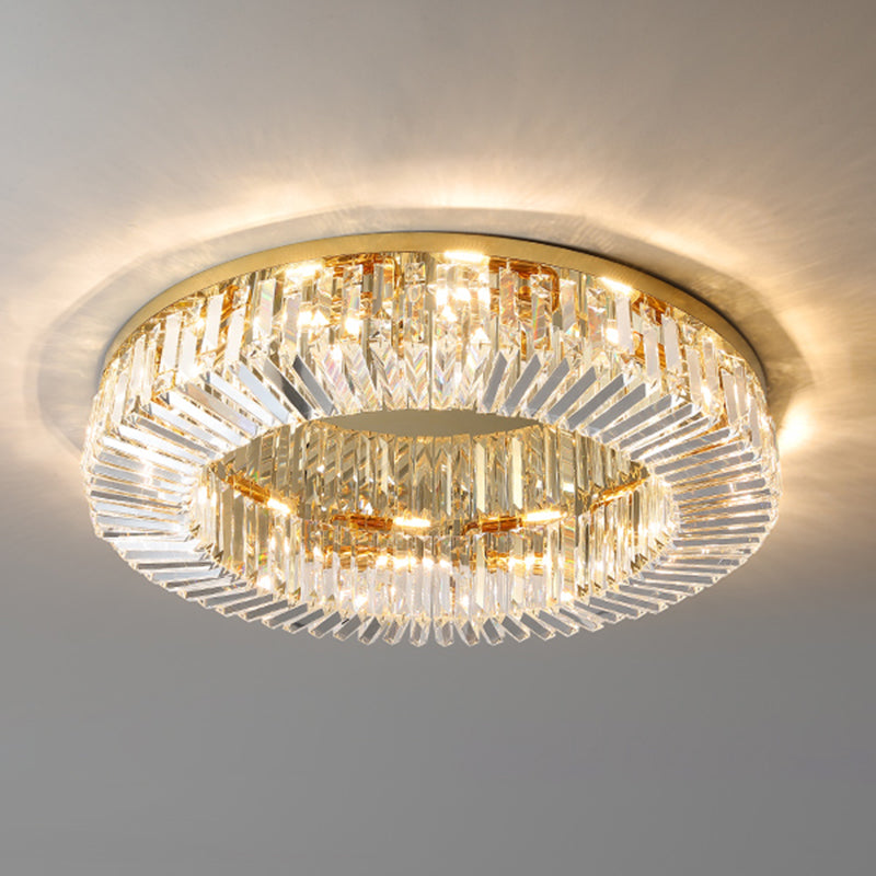 Household Ceiling Lamp Minimalist Flush Mount Light Fixture with Crystal Shade for Bedroom