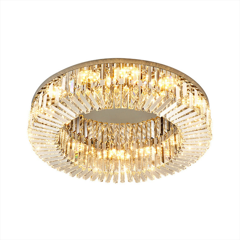 Household Ceiling Lamp Minimalist Flush Mount Light Fixture with Crystal Shade for Bedroom