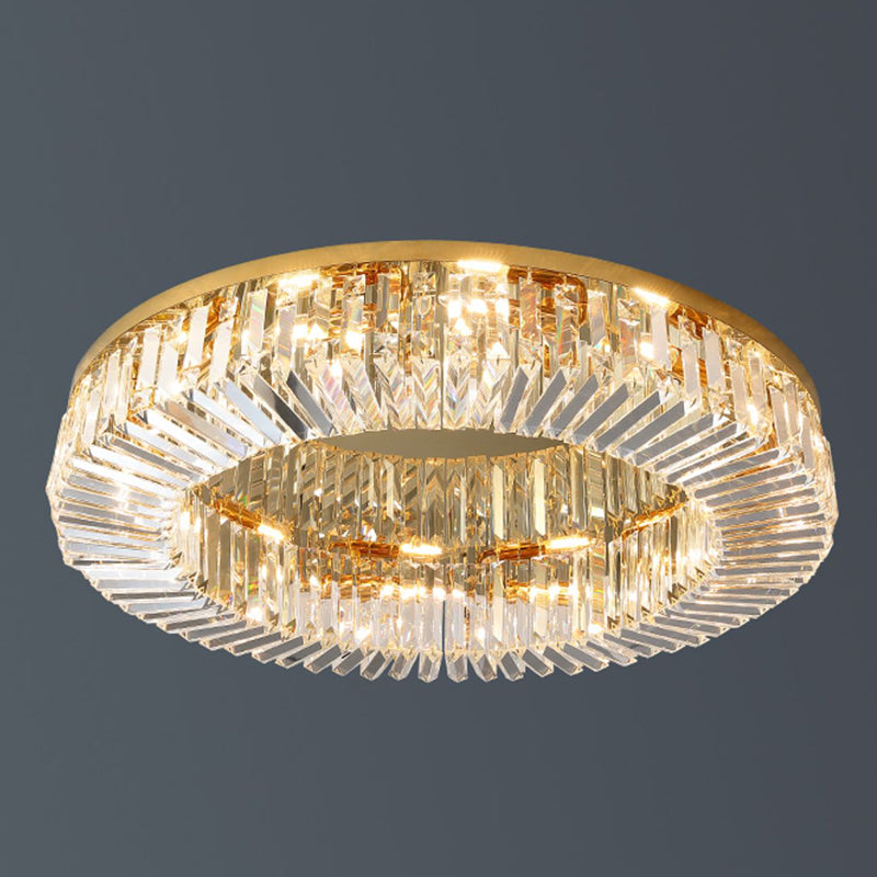 Household Ceiling Lamp Minimalist Flush Mount Light Fixture with Crystal Shade for Bedroom