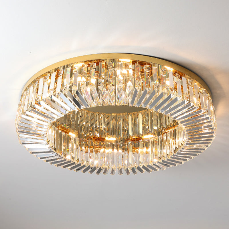 Household Ceiling Lamp Minimalist Flush Mount Light Fixture with Crystal Shade for Bedroom