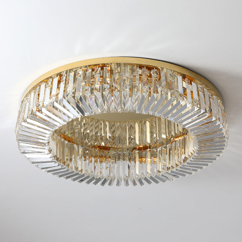 Household Ceiling Lamp Minimalist Flush Mount Light Fixture with Crystal Shade for Bedroom