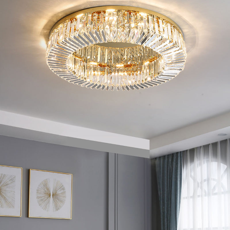 Household Ceiling Lamp Minimalist Flush Mount Light Fixture with Crystal Shade for Bedroom