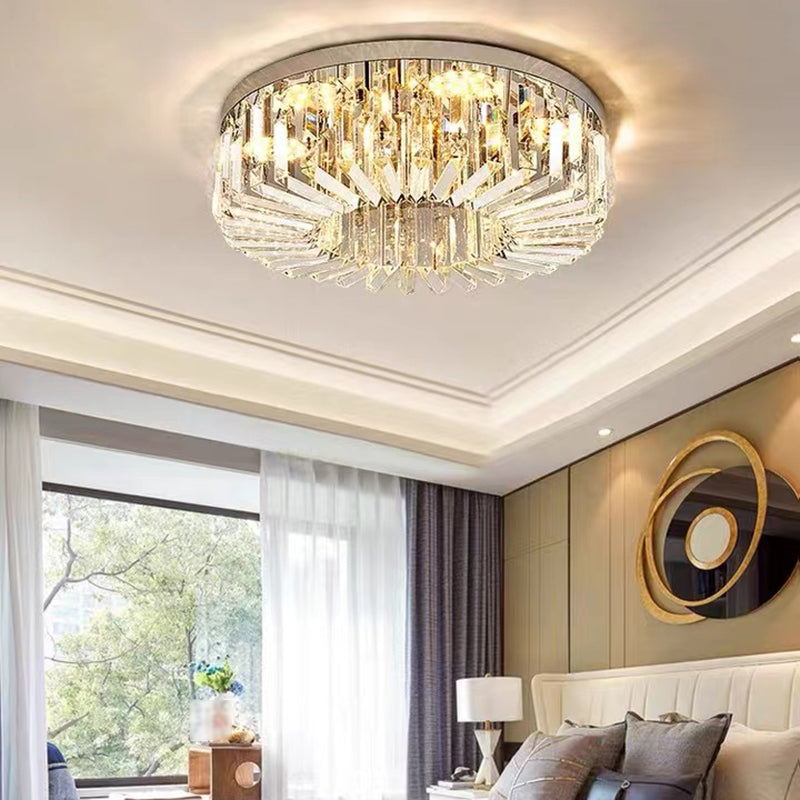 Household Ceiling Lamp Minimalist Flush Mount Light Fixture with Crystal Shade for Bedroom