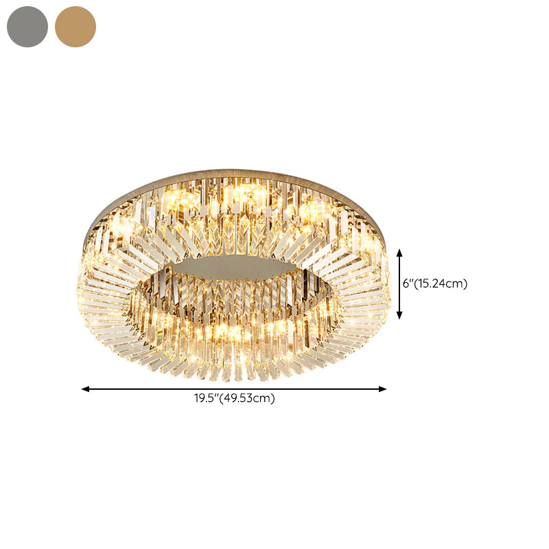 Household Ceiling Lamp Minimalist Flush Mount Light Fixture with Crystal Shade for Bedroom