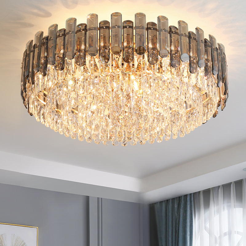 Modern Ceiling Lamp Minimalist Flush Mount Light Fixture with Crystal Shade for Bedroom