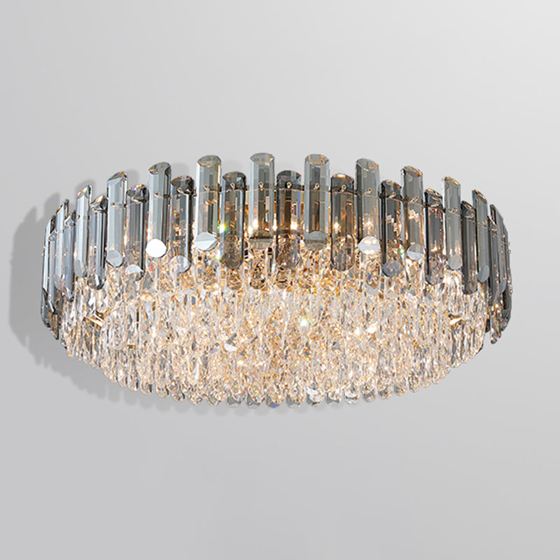 Modern Ceiling Lamp Minimalist Flush Mount Light Fixture with Crystal Shade for Bedroom