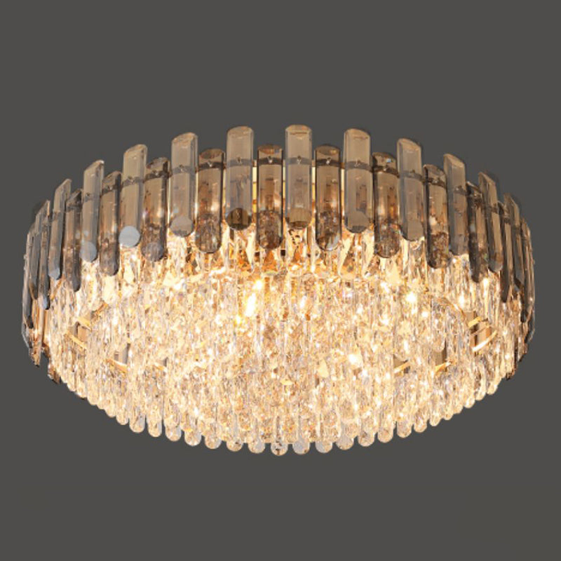 Modern Ceiling Lamp Minimalist Flush Mount Light Fixture with Crystal Shade for Bedroom