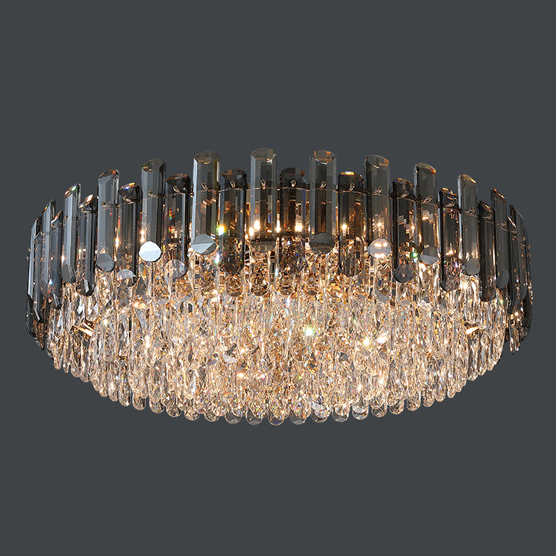 Modern Ceiling Lamp Minimalist Flush Mount Light Fixture with Crystal Shade for Bedroom