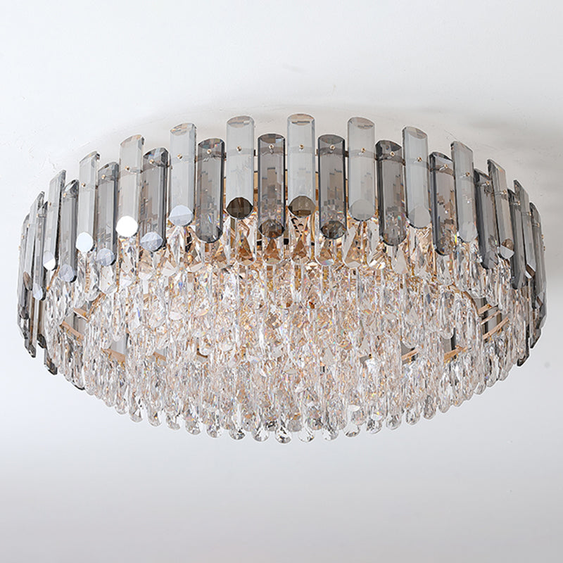 Modern Ceiling Lamp Minimalist Flush Mount Light Fixture with Crystal Shade for Bedroom