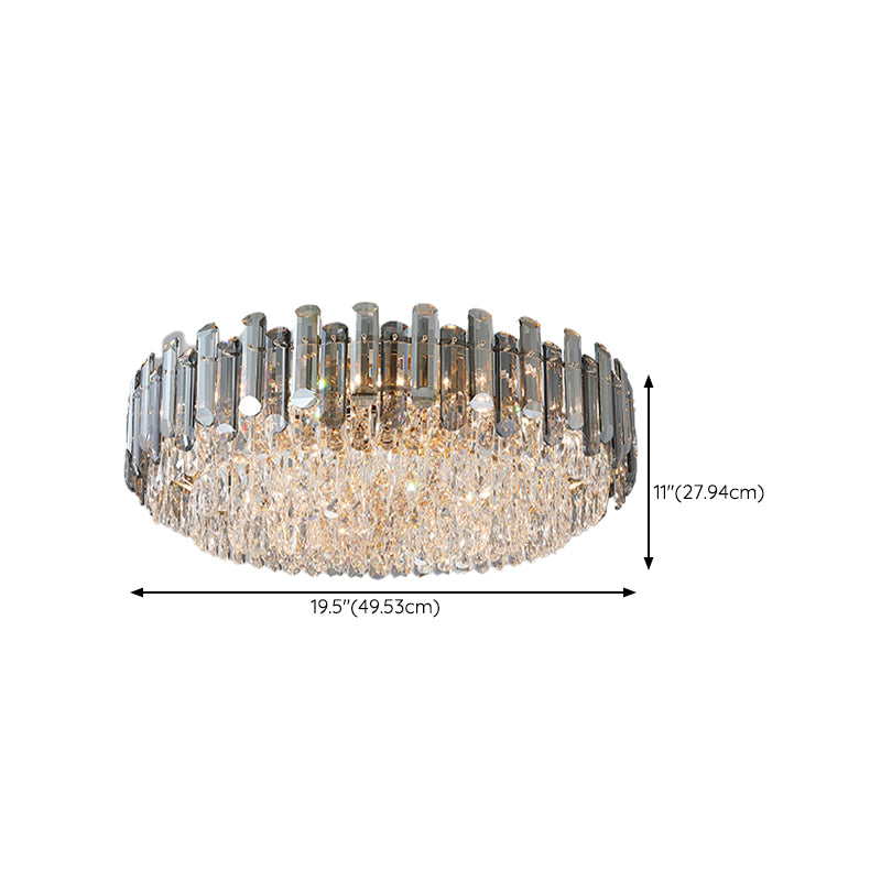 Modern Ceiling Lamp Minimalist Flush Mount Light Fixture with Crystal Shade for Bedroom