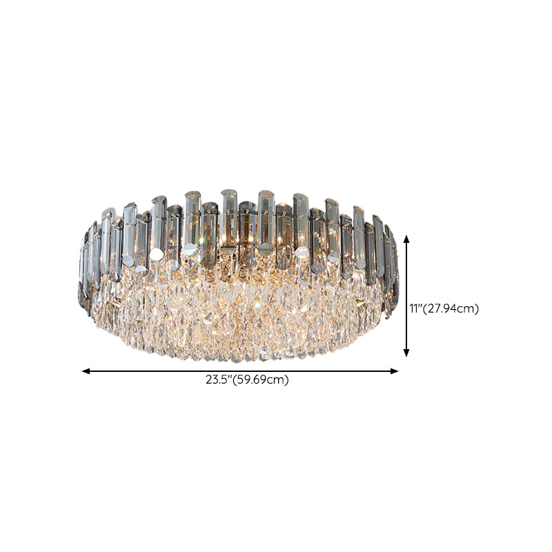 Modern Ceiling Lamp Minimalist Flush Mount Light Fixture with Crystal Shade for Bedroom